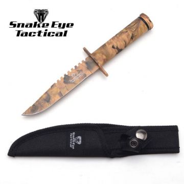 Snake Eye Tactical Camo Survival Knife with Nylon Case 8.5" (HK-690JC)